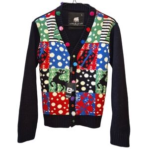 Multicolor American Stitch Festive Patchwork Cardigan NWT Size L